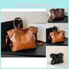 Large Capacity Vintage Pu Tote Bag Stylish Street Fashion In Black Coffee Brown