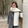 Polyester Long Thickened Neckscarf Solid Color Women Warmer Scarf Lock Edge Winter Scarf  Outdoor