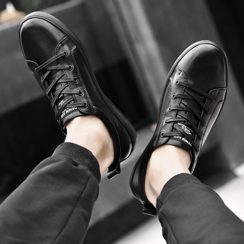 Pánské ležérní šněrovací tenisky, módní a pohodlné tenisky Ležérní pánská obuv z pravé kůže