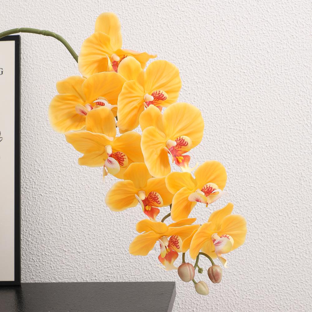 Premium 9-Head French Phalaenopsis Orchid Artificial Flower, Tactile Film, Home Decor, Vase Arrangement, Shooting Prop