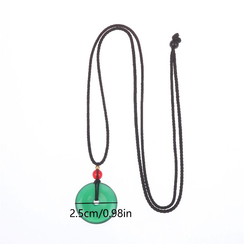 Natural Green Jade Donut Charm Necklace Ice Embellish Green Pendant Necklaces Simple  Jewelry For Women Men Gifts