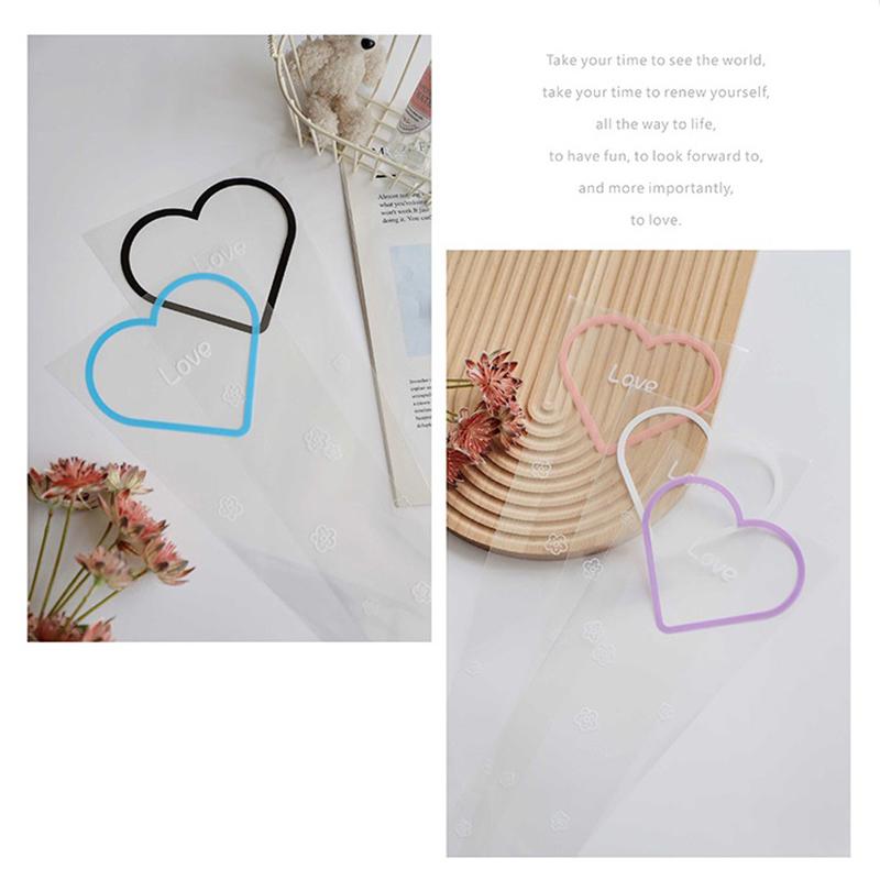 50Pcs Love Transparent Rose Packaging Bags Flower Bouquet Plastic Bag Bouquet Wrapping Paper One Straight Bag Flower Packaging