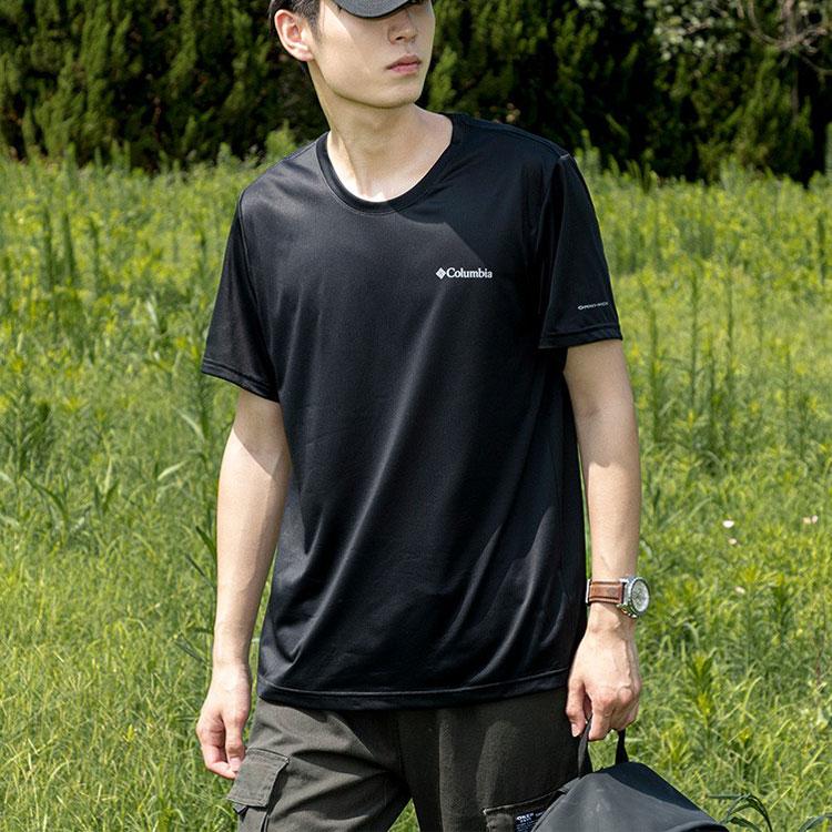 Columbia Solid Quick-Dry Sports Crew Neck Breathable T-Shirt Unisex tops Black AE1419-010