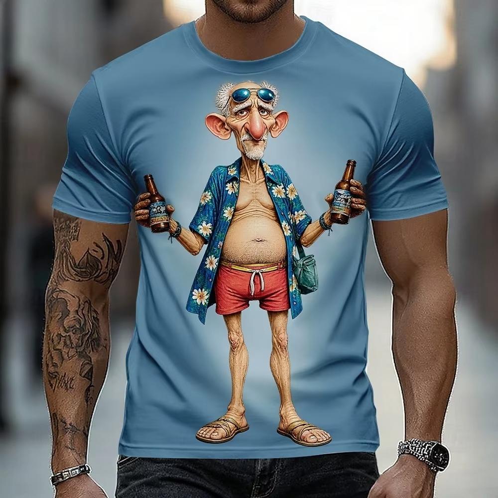 Summer Men's Beer 3D Printed Crew Neck T-Shirt