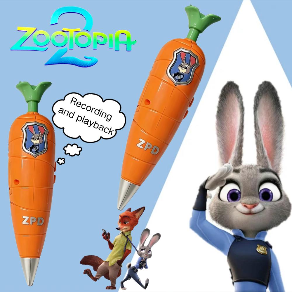 Zootopia 2 Karotten-Rekorder-Stift | Judy & Nick Stil Für Kinder | 60S Mini-Rekorder | 2-in-1 Kugelschreiber Schreibwaren|Judy Partner