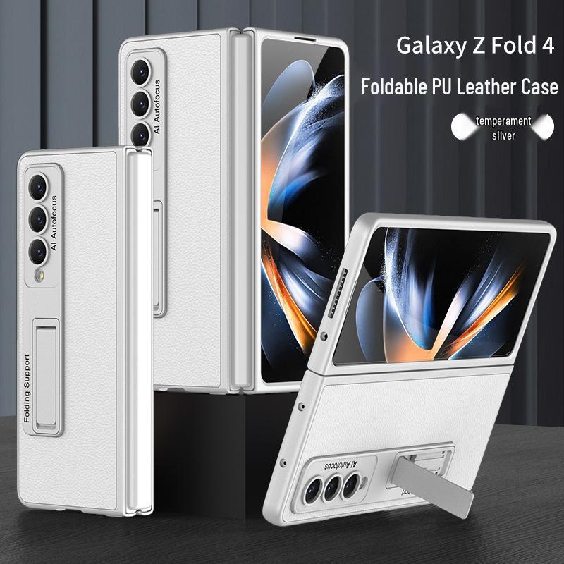Samsung Fold4 Leather Stand Case - Creative, Foldable, Drop-proof Design