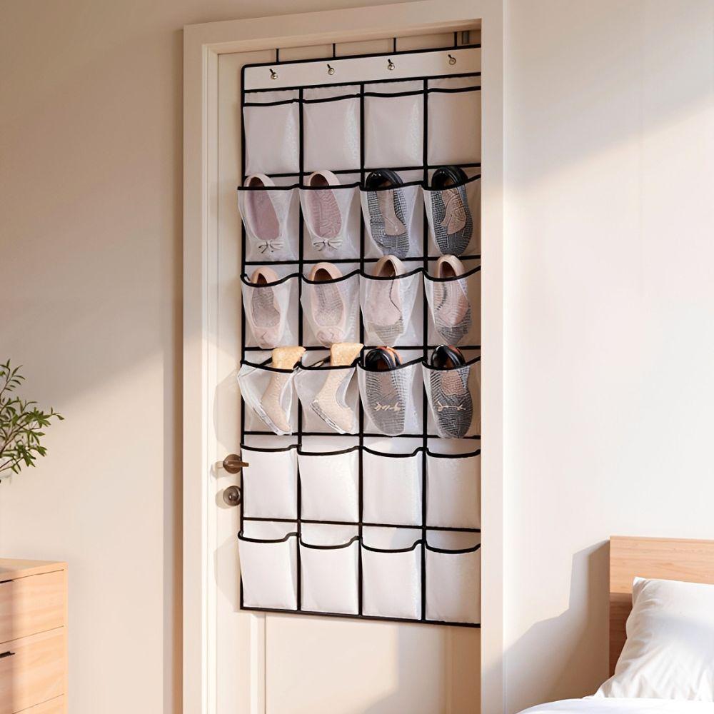 1pc 24 Pockets Over The Door Shoe Organizer, Multi-purpose Hanging Storage Bag for Shoes, Socks, Cosmetics, Accessories YMY