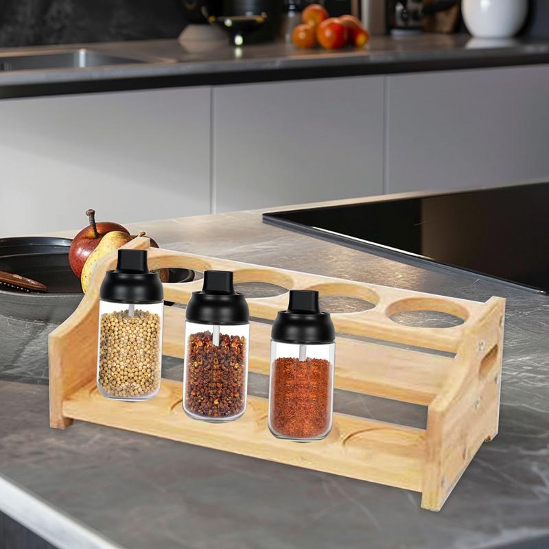 Kitchen Seasoning Organizer 4-Hole Storage Shelf Glass Bottle Seasoning Storage Rack For Olive Oil Jars Syrup Sauce Dressing