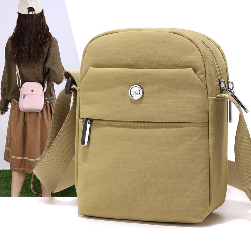 Lightweight Nylon Crossbody Bag with Front Flap Snap Closure Casual Mini Shoulder Purse for Daily Travel