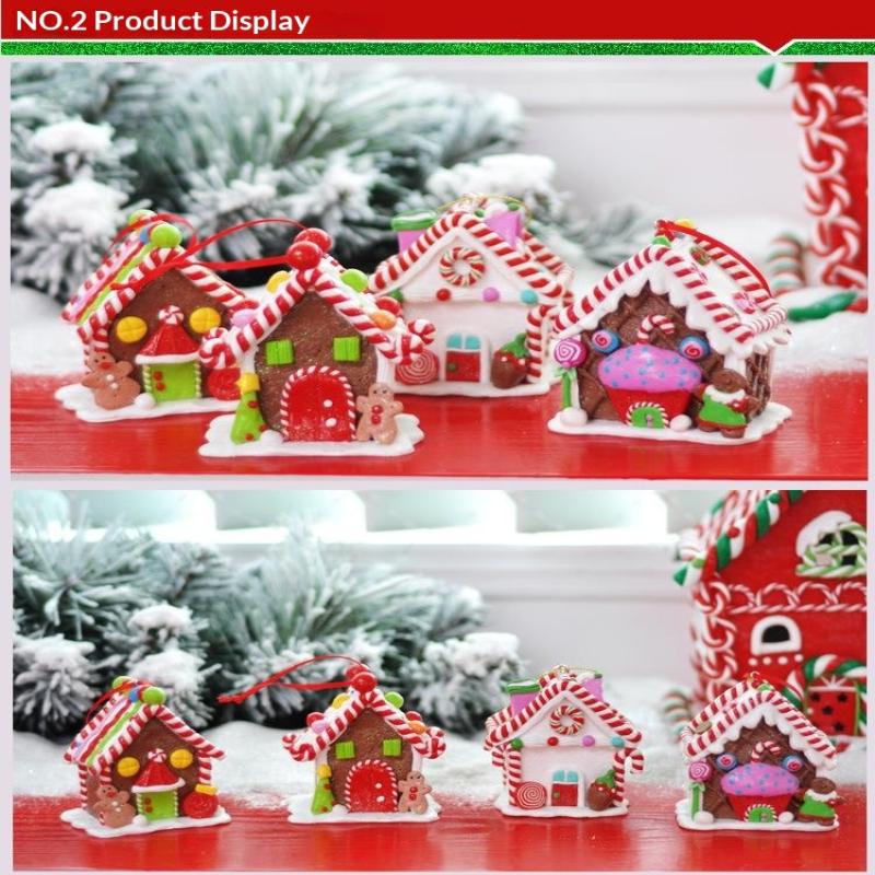 1Pc House Ornaments Holiday Christmas Tree Ornament Gingerbread Christmas Decor With Rope Gingerbread House Decor