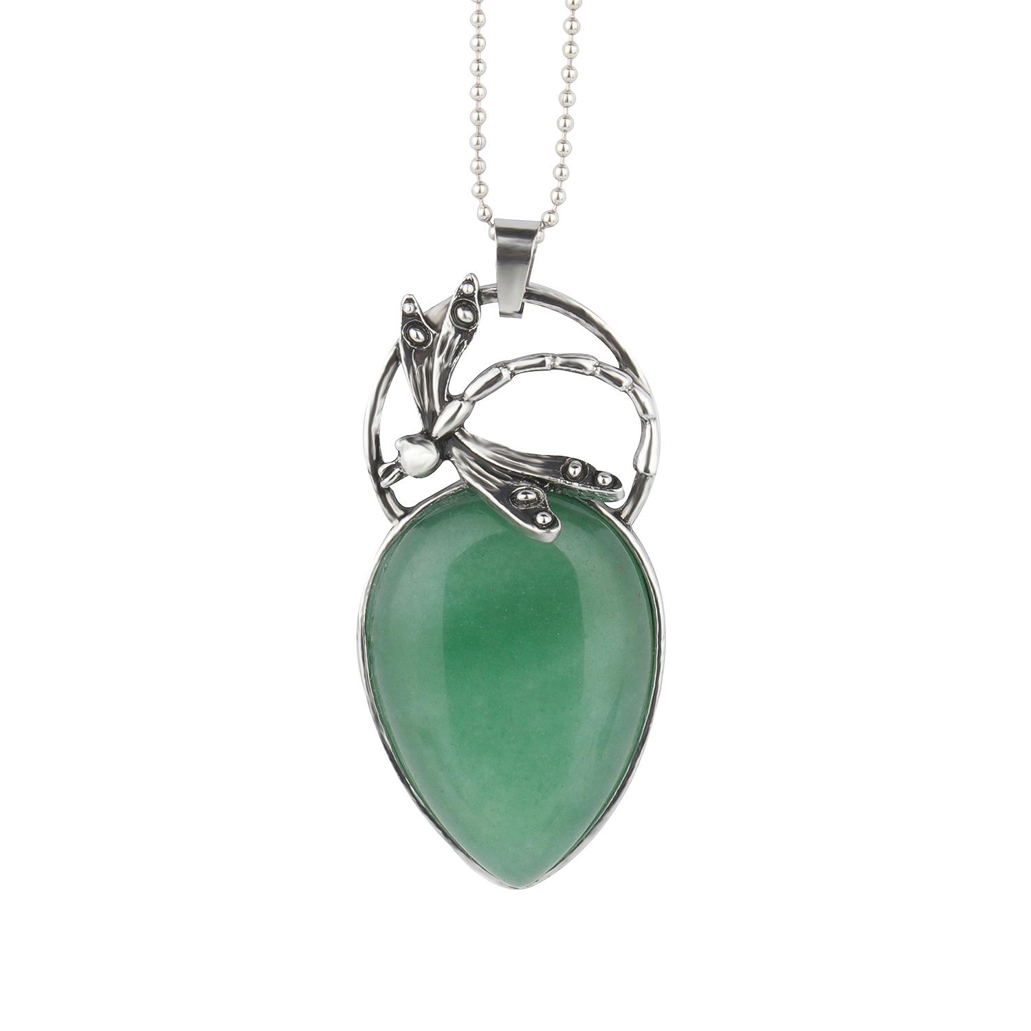 Green Aventurine Stone Pendant Hexagon Heart Waterdrop Bullet Pendant Handmade Women Necklace Jewelry Making Accessories