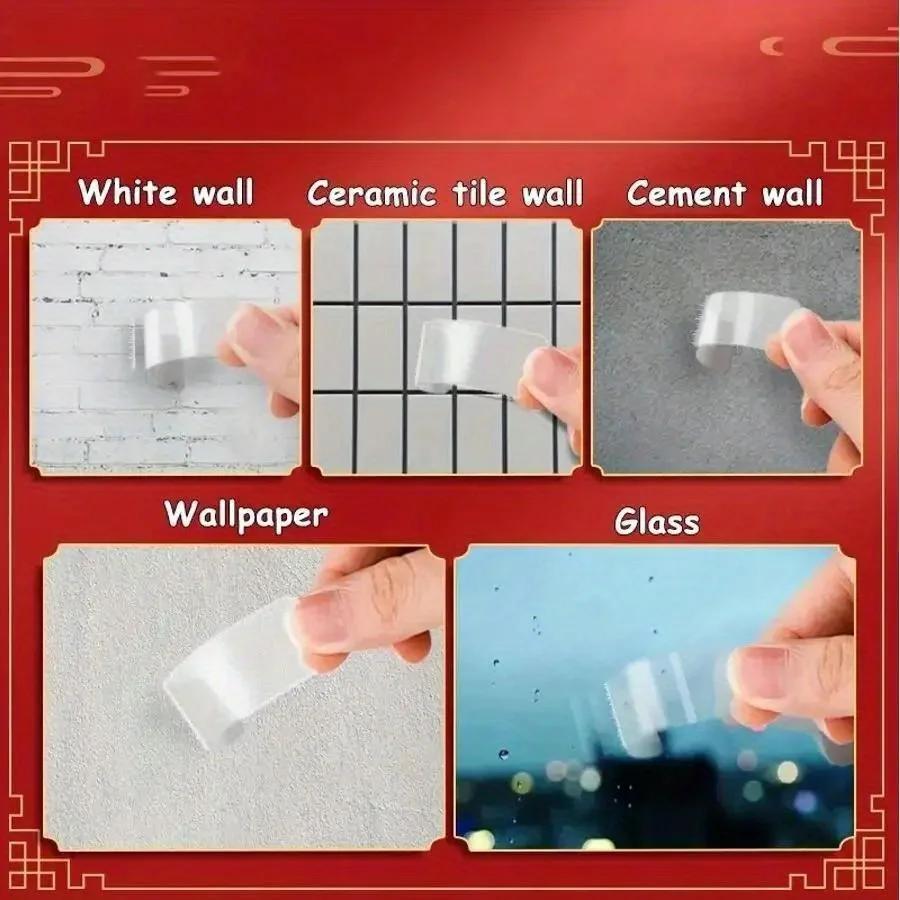 Opakovaně použitelná super silná oboustranná lepicí páska Transparentní čtvercové nano samolepky na zeď Náplast pro domácí bezešvé vodotěsné pásky