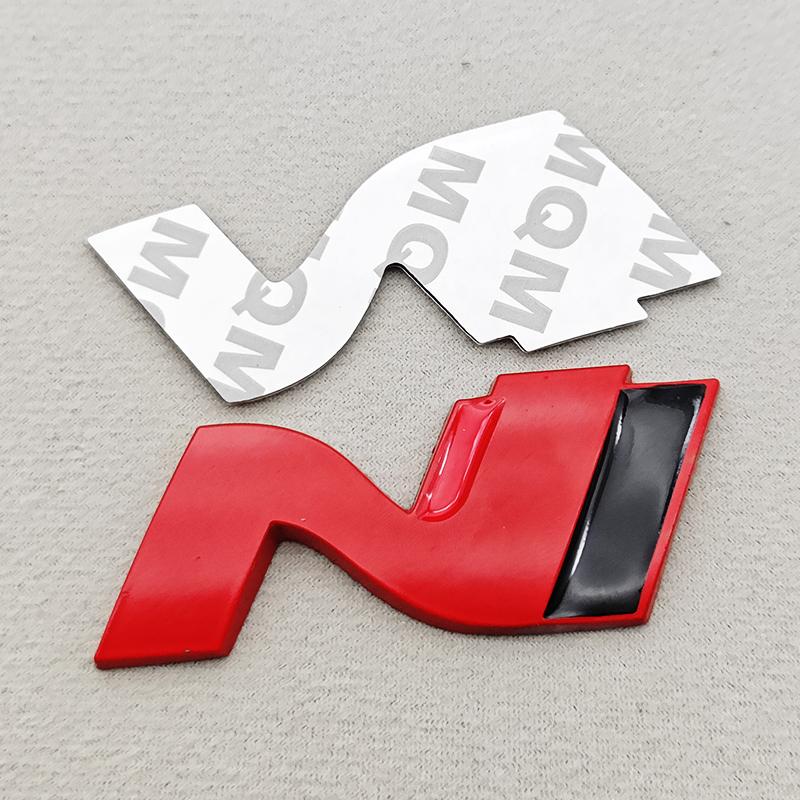 HWCB2 3D Metal NLine N Logo Rear Boot Trunk Emblem Front Grille Badge Decal For Hyundai I20 I30 Sonata Kona Elantra Tuson Car Stickers