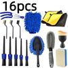 Auto Brushes 16pcs Car Cleaning Tool Set Dusting Brushes Professional Gloves Wheel Hub Brushes Uses For Car Interiors