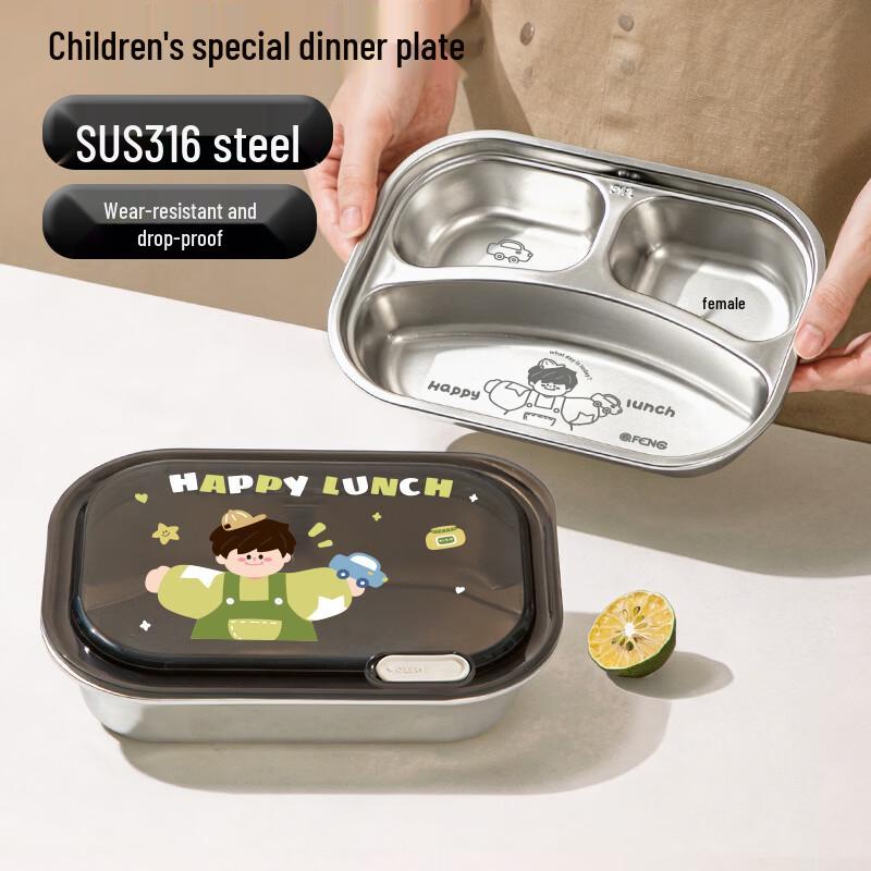 Kids 316L Stainless Steel Divided Meal Plate