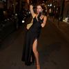 Lace Splice Slit Dress For Women Sleeveless Maxi Spaghetti Strap Sexy Dresses Satin Vacation Party Bodyocn Dress Vestidos