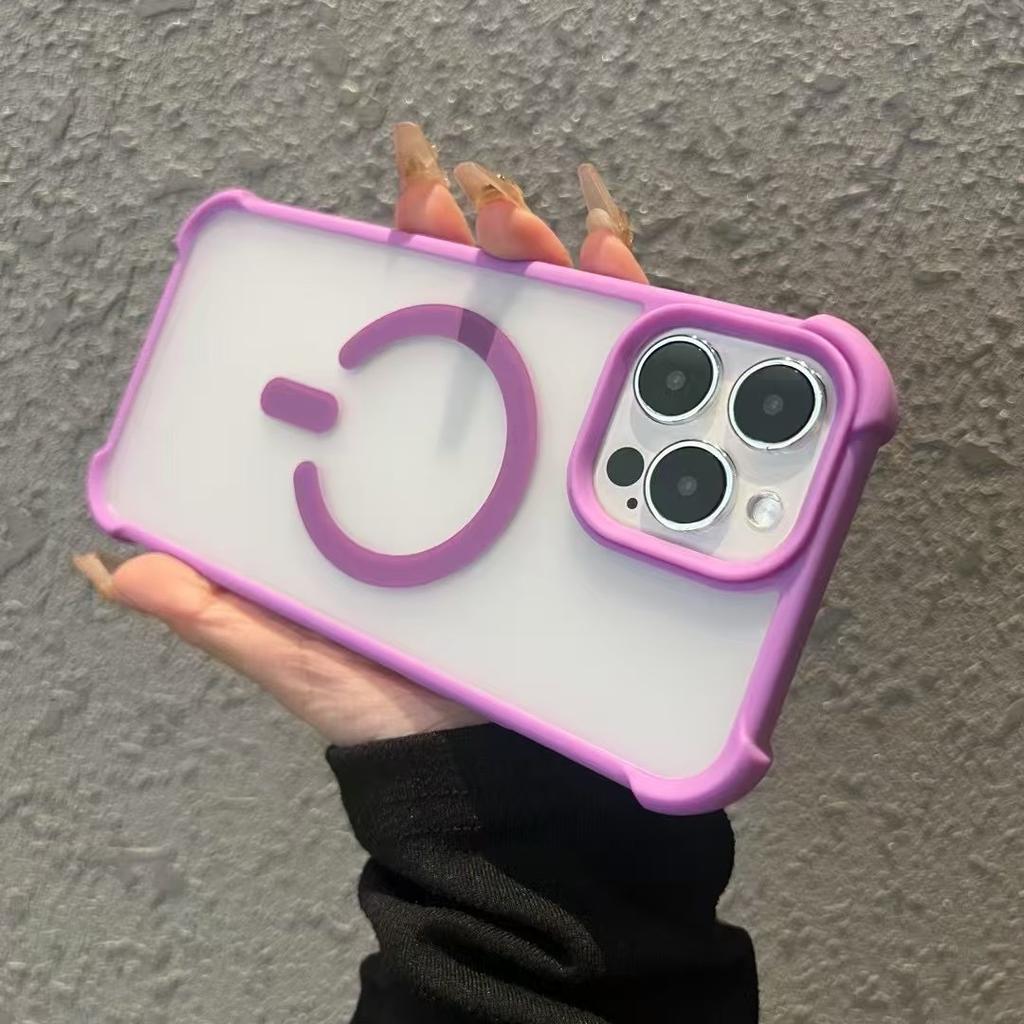 Colorful acrylic shockproof is suitable for iPhone 16 Pro magnetic phone cases and iPhone 15 with a matte texture