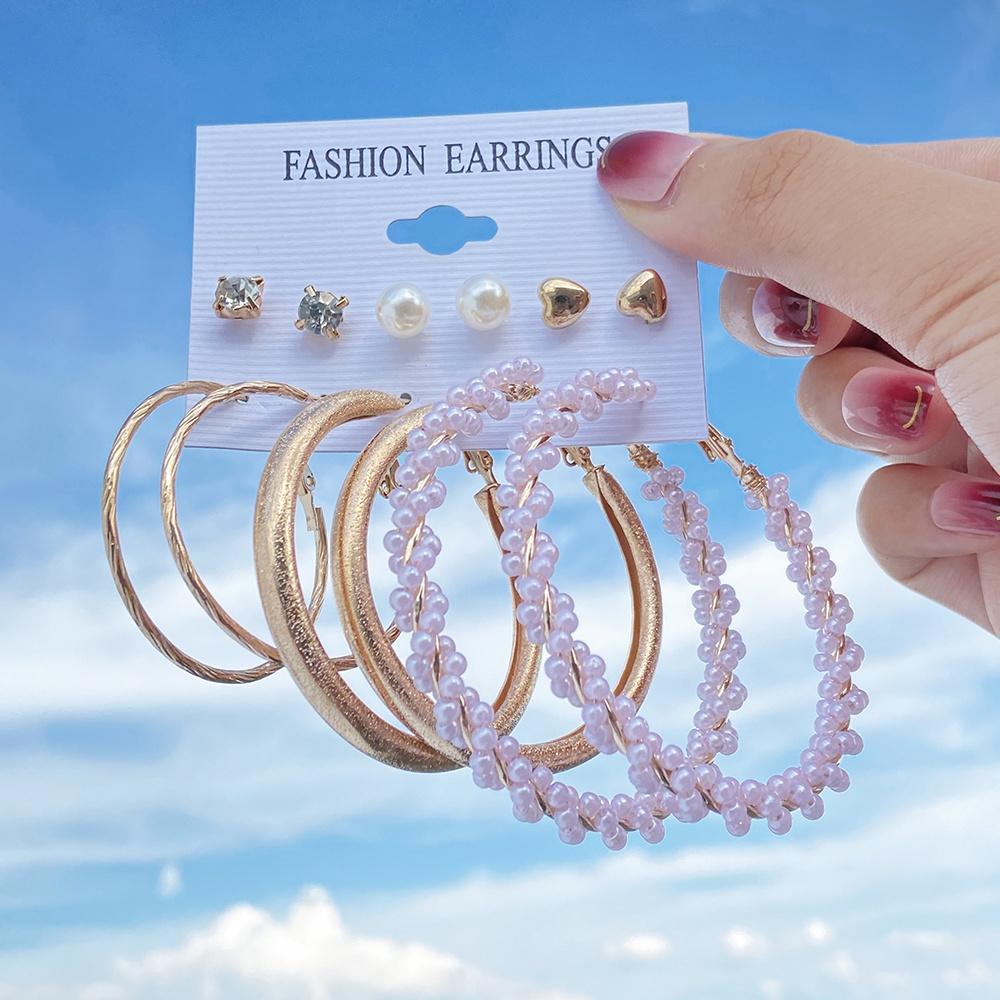 iF ME Fashion Pearl Earring Set Women Luxury Butterfly Love Heart Gold Stud Earrings Resin Hoop Earrings Jewelry Accessories
