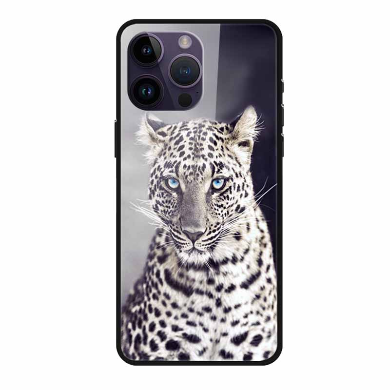 Phone Case for Apple Iphone 15 Pro 15 Plus Tempered Glass Hard Back Cover for Iphone 15 Pro Max Iphone15 Wolf Lion Funda Capa