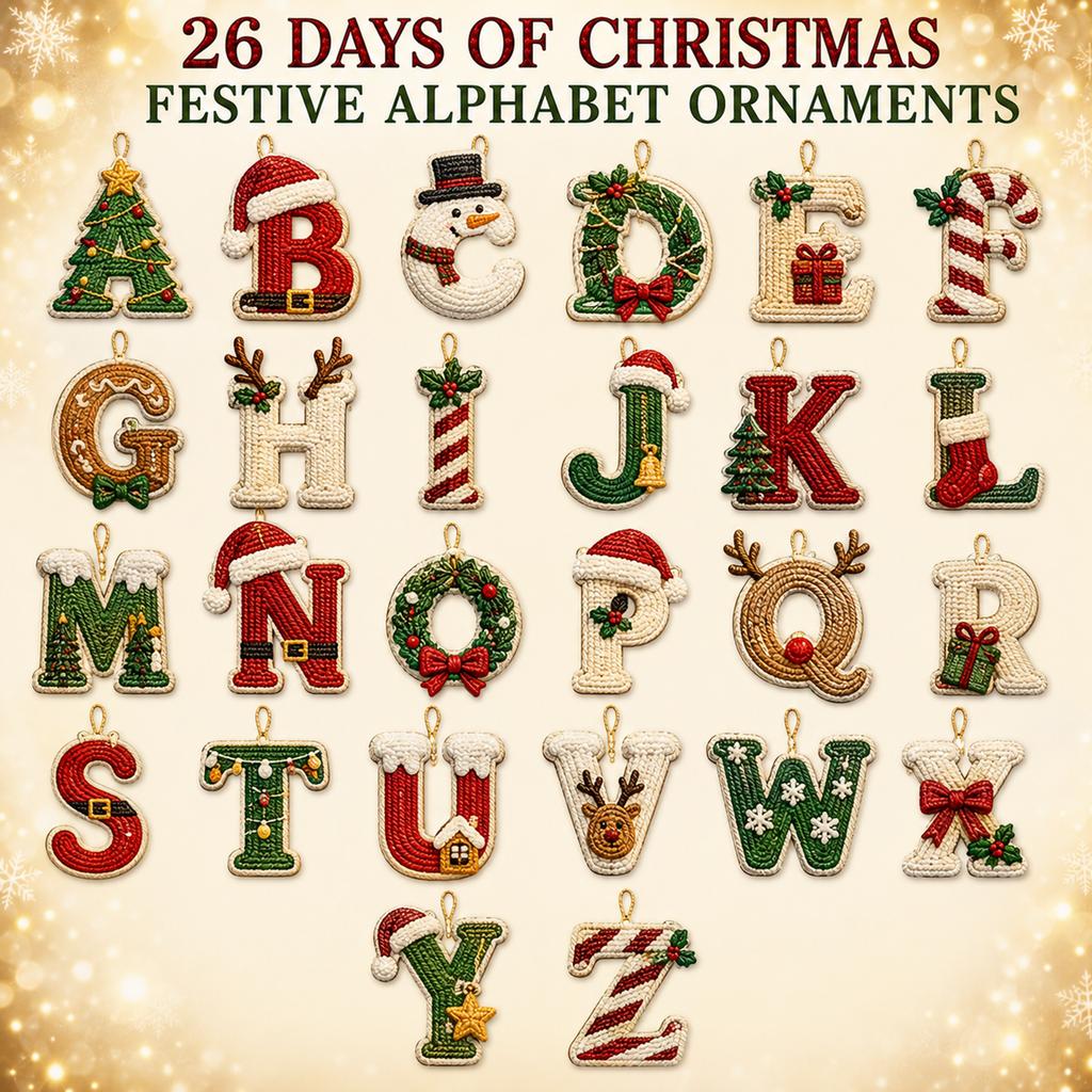 Christmas Advent Calendar with 26 Santa Hanging Ornaments for Holiday Countdown Decor