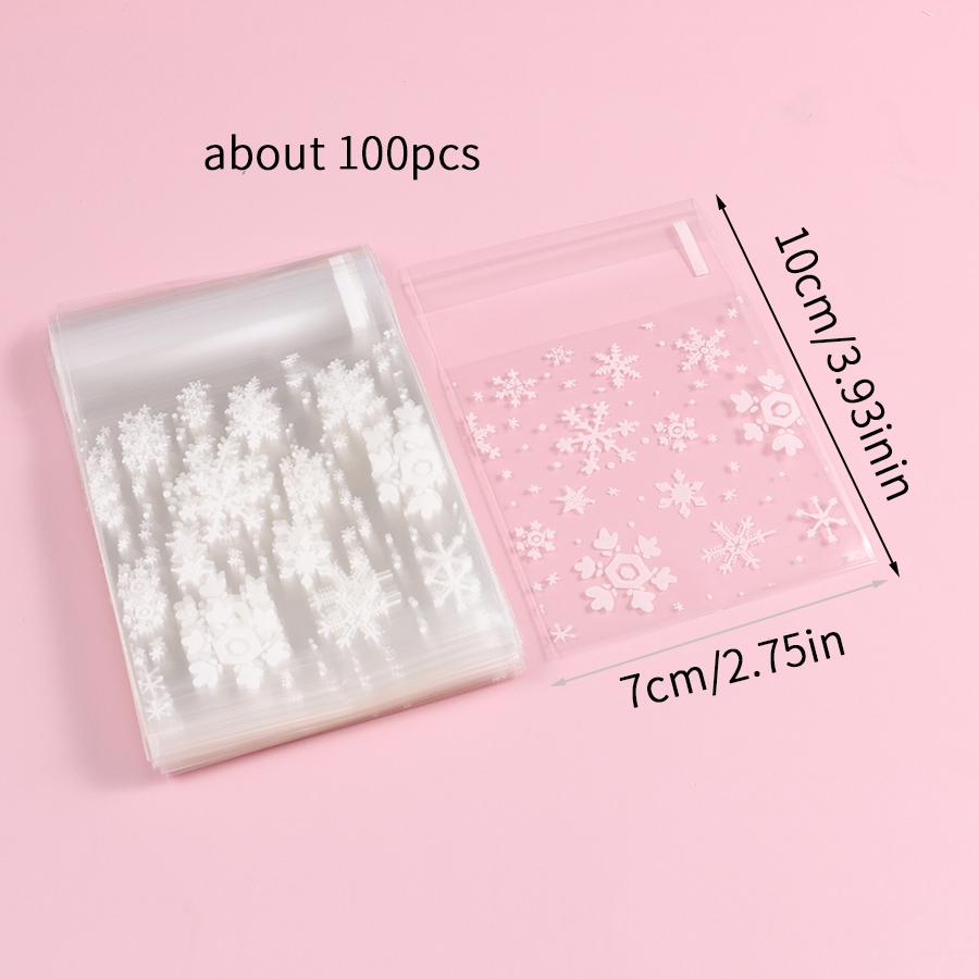 

100/500 шт. Рождественские целлофановые пакеты Снежинка Праздничный OPP-пакет Зимний пакет для угощений Белый пластиковый пакет для конфет Снежинка 7x10cm
