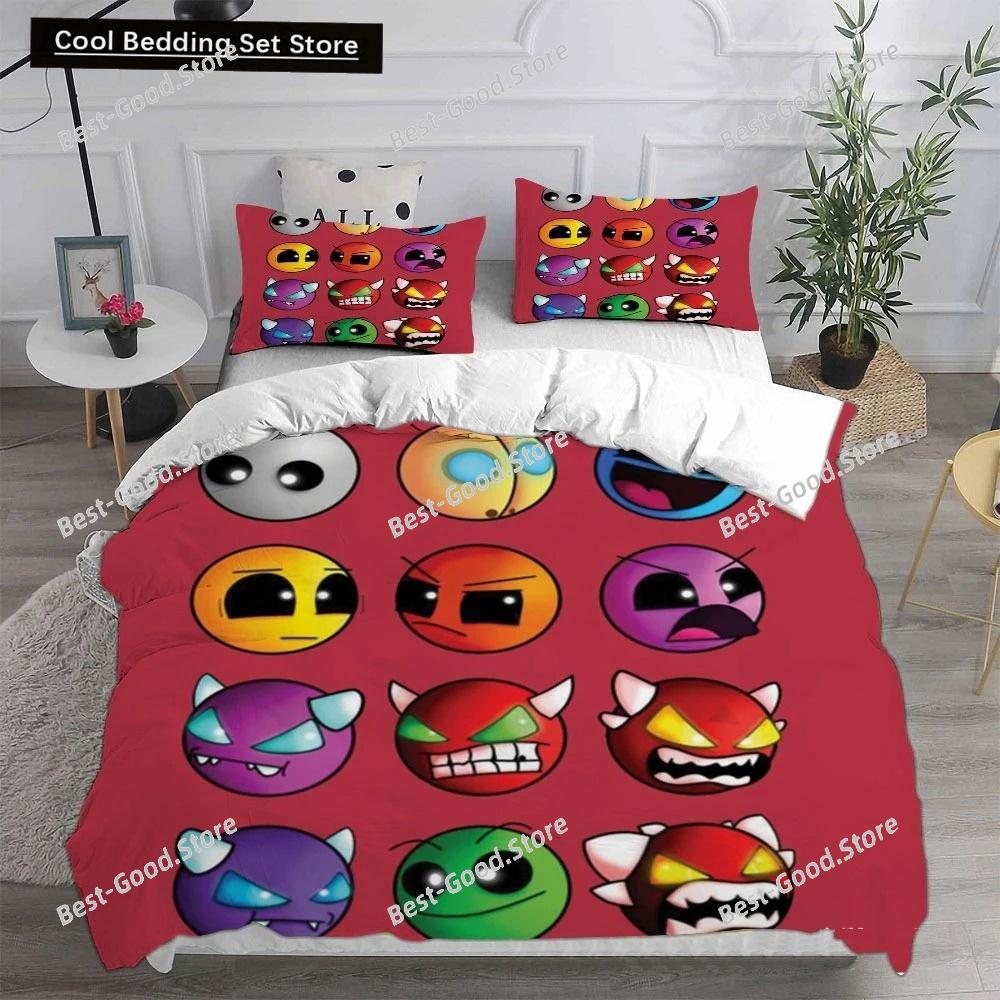 3D Geometry Dash Bedding Set Comforter Quilt Bed Cover Duvet Cover Pillow Case 3 Pieces Set Bedroom Decoration Home Textiles 032