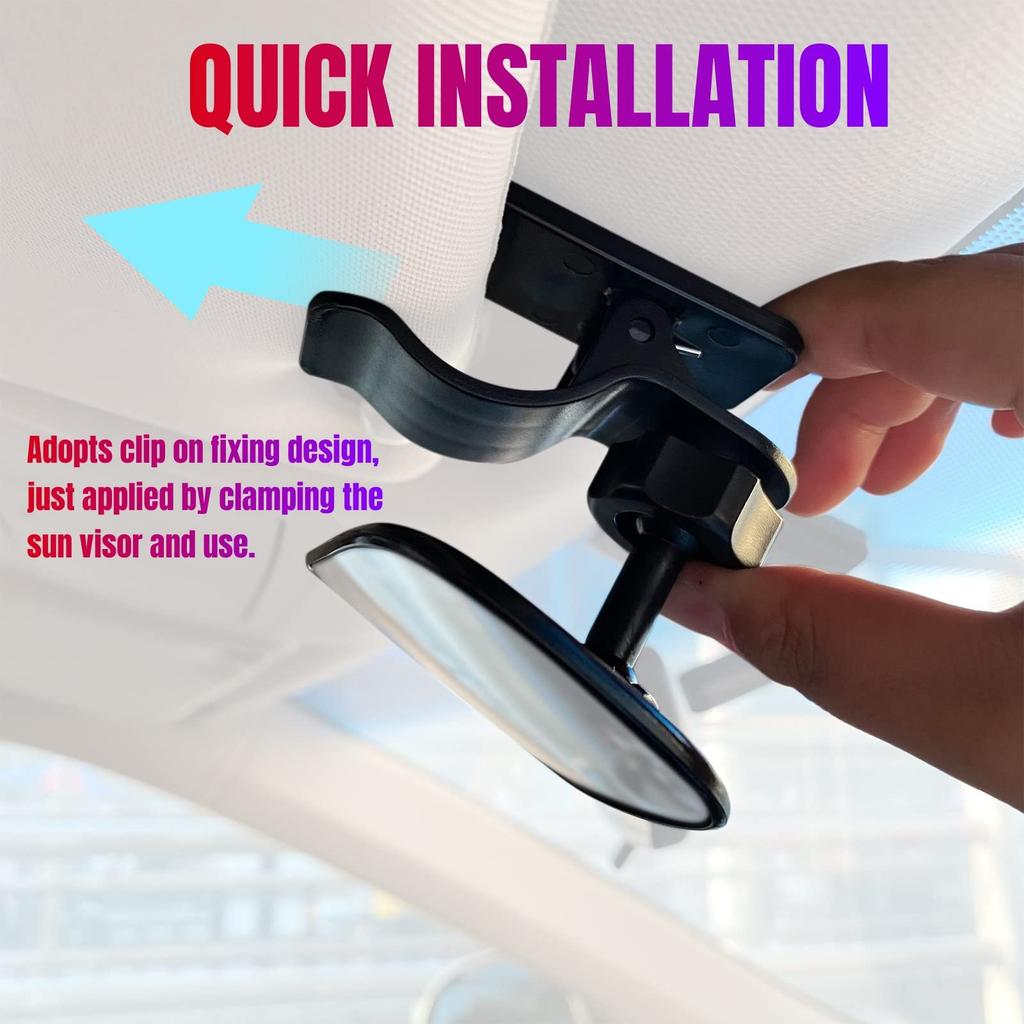 Car Interior Rearview Baby Convex Lip for Backseat Adjustable Mirror, Wide-Angle Baby, 360° (Black)