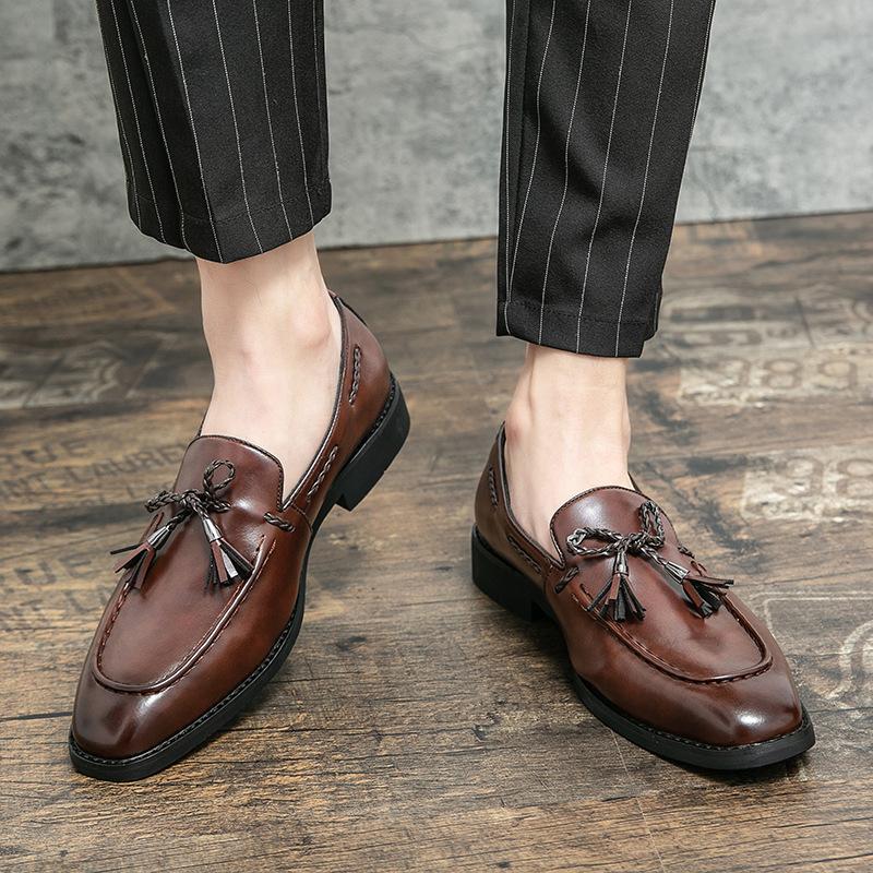 British Business Casual Pointed Tassel Hairstylist Small Leather Shoes