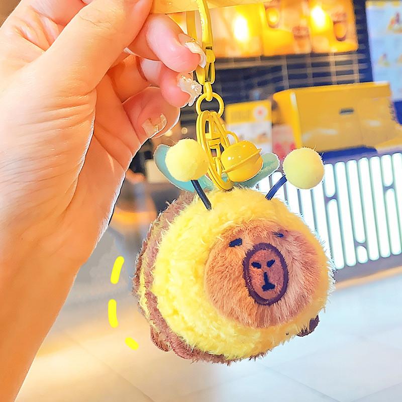 Bee Jinnew Capybara Plush Keyring With Vibrating Wings Bee Themed Doll Gift For