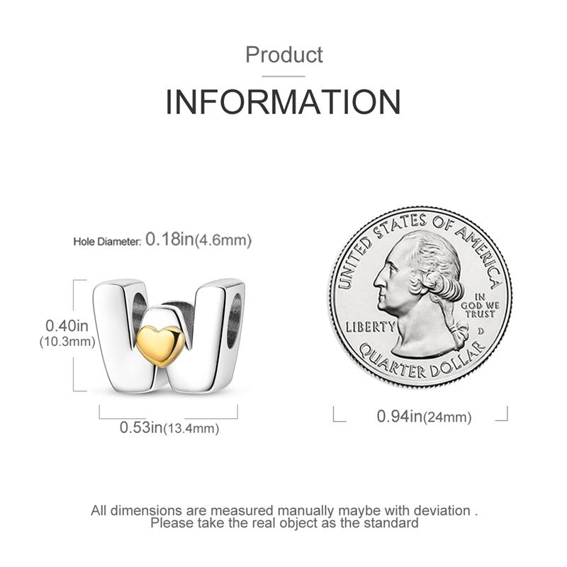 Charms Originale Heart English Alphabet Series Bead Fits Bracelets Necklace Women Charm Copper Luxury Diy Jewelry Gifts