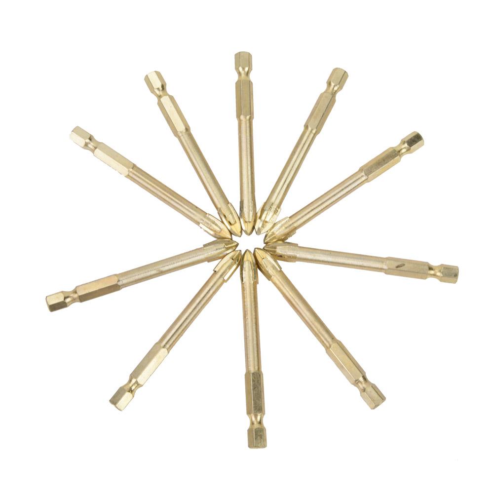 Triangular Twisted Drill Bits Carbide Hex Shank Cross Drill Bit for Ceramic Tiles (8mm 10pcs)