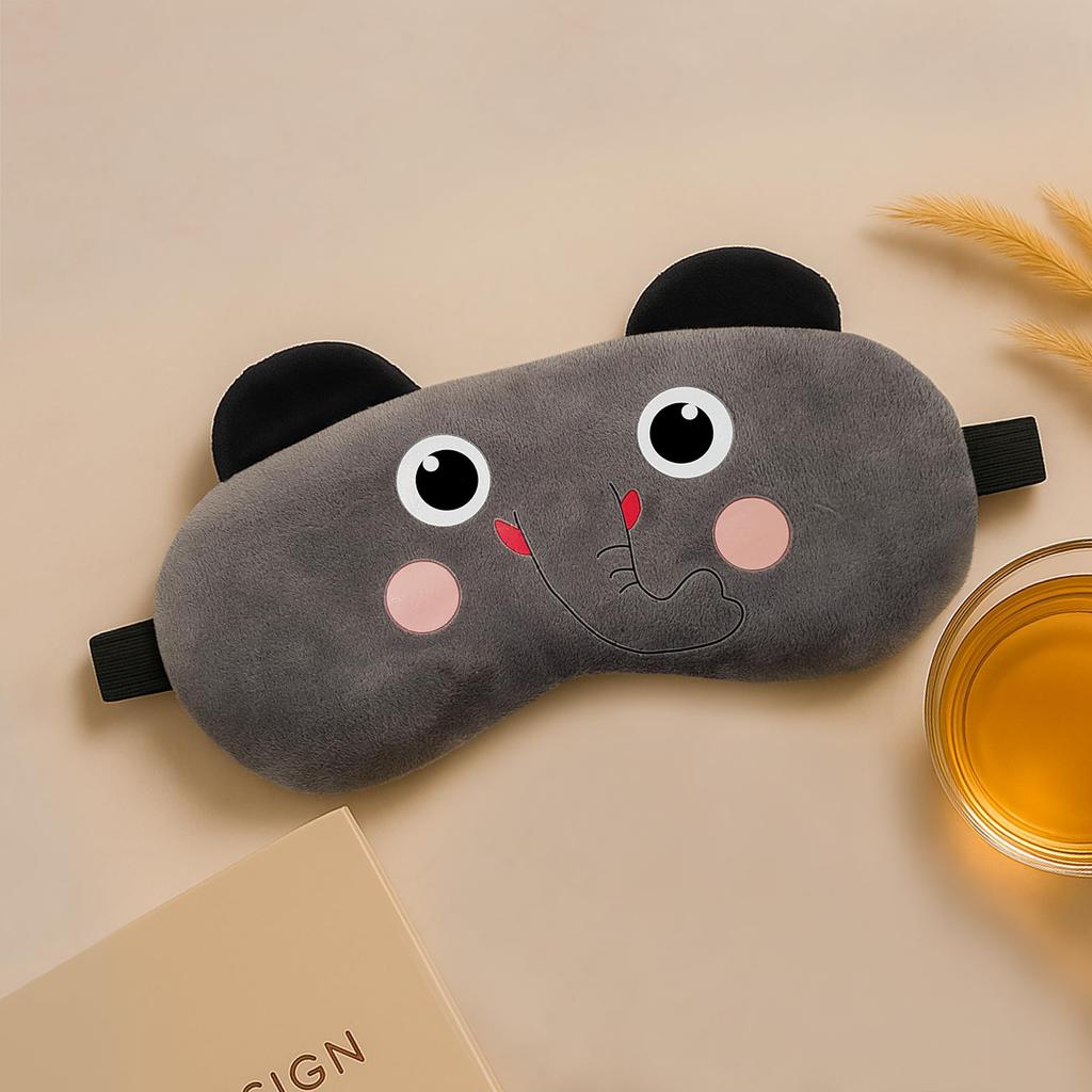 Jenna Fabric Cute Sleeping Eye Shade Mask Cover For Insomnia, Meditation, Puffy Eyes And Dark Circles Velvet Ele Grey