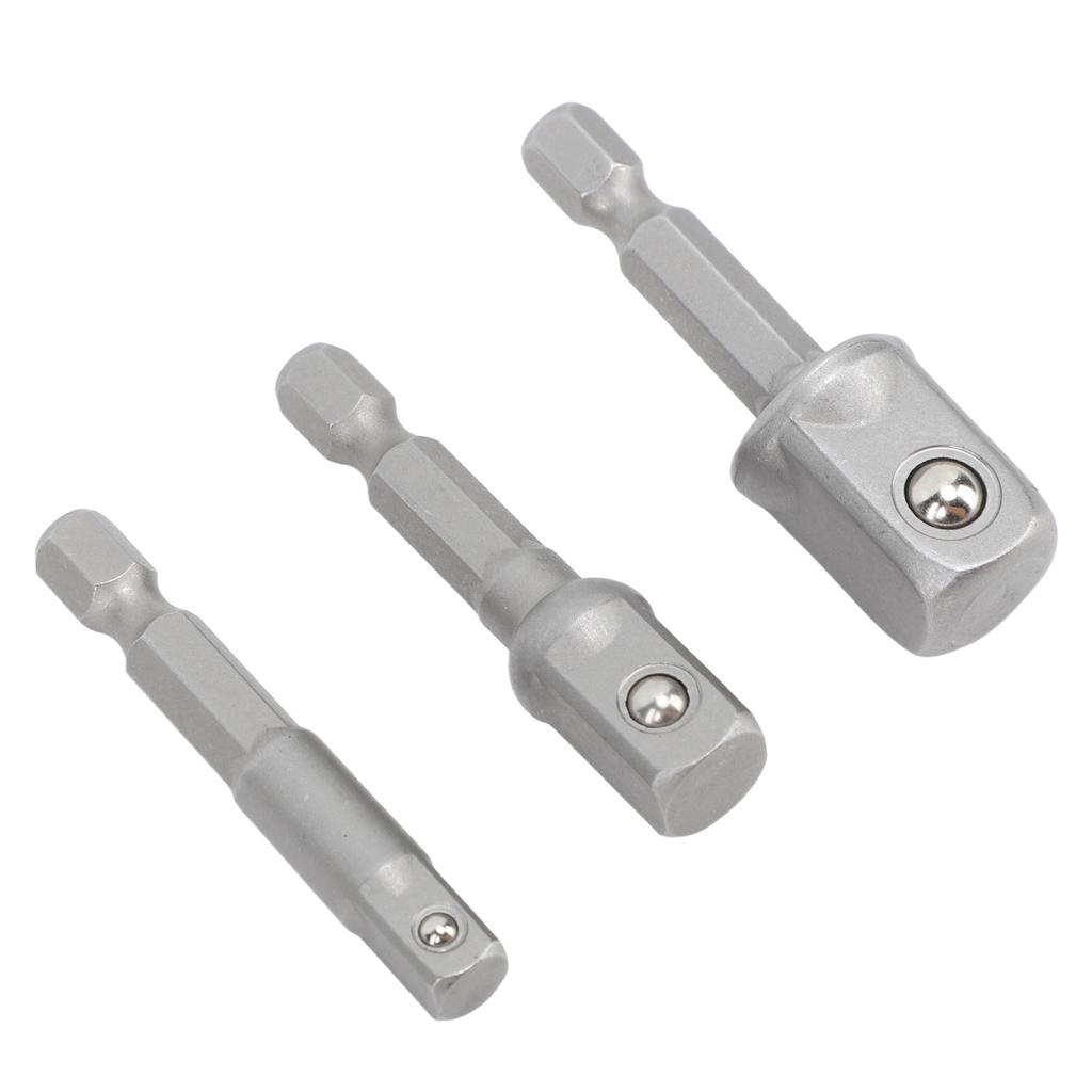 3 Pcs Power Drill Adapter Socket 14in 38in 12in Stainless Steel Hex Shank Square Head