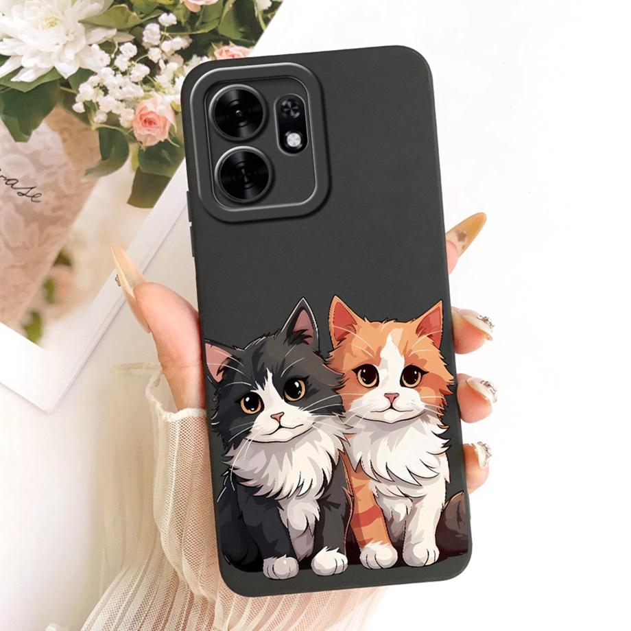 Soft Liquid Silicone Phone Case For Honor X6D Play 60A Black Cat Cartoon Dragon Animals Pattern Bumper For Enjoy 60A Back Cover
