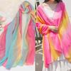 Rainbow Color Dance Veil Head Scarf Chiffon Wrap Shawl Sheer Beach Wrap for Women Belly Dance Outdoor Activity 180x100cm