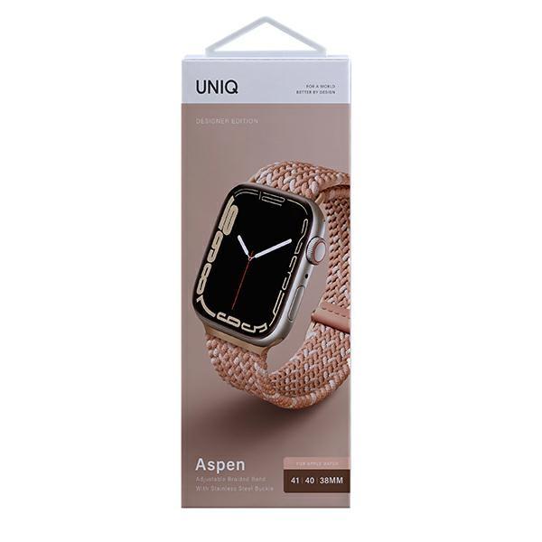Uniq Aspen Apple Watch 40/38/41Mmseries 1/2/3/4/5/6/7/8/9/Se/Se2 Braided De Różowy/Citrus Pink