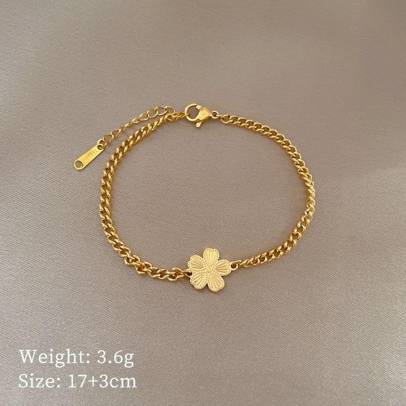 Dongmen Personality Minimalist Wind Five Leaf Flower Personality Chain Bracelet Female Retro Girlfriend