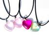 Colorful Heart Glass Pendant Leather Choker - Versatile & Stylish Necklace