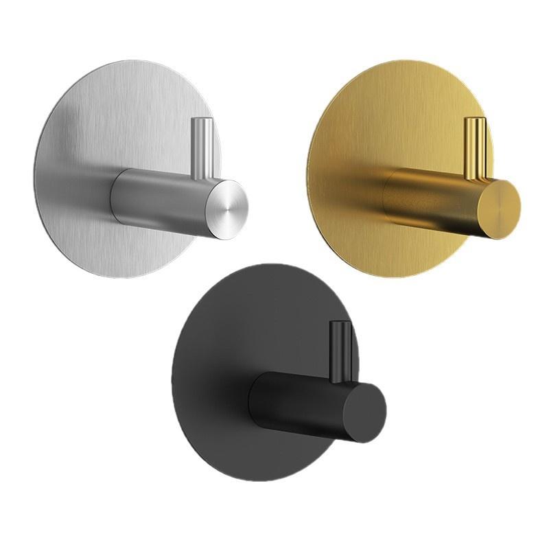 TIGERGOODS No Drilling Self-Adhesive Stainless Steel Hooks Brushed Nickel Towel Robe Hanging Hooks for Bedroom Kitchen