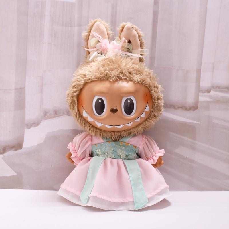 38cm Labubu Plush Doll Casual Outfit Set with Hat (Clothes Only)