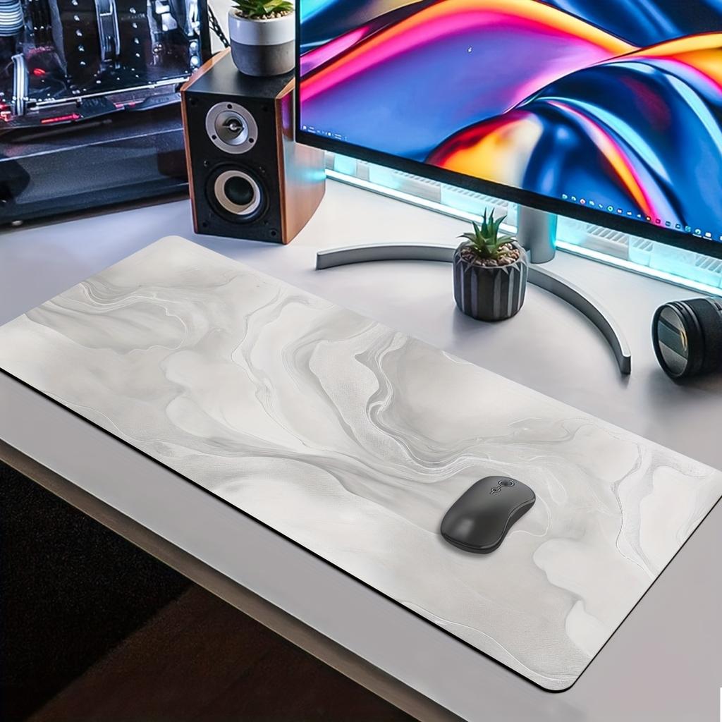 Large Faux Marble White Gray Gaming Mouse Pad Desk Mat Extended Non-Slip Rubber Washable Keyboard Protector Mousepad Gamer