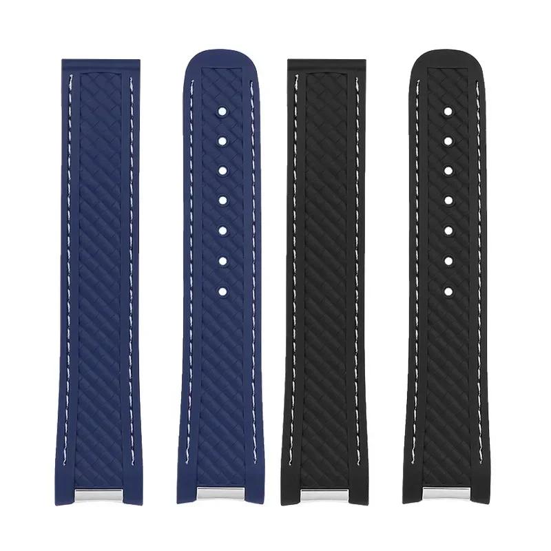 20MM Rubber Silicone Watch Strap Fit For Omega Seamaster 300 AT150 Aqua Terra Ultra Light 8900 Steel Buckle Watchband