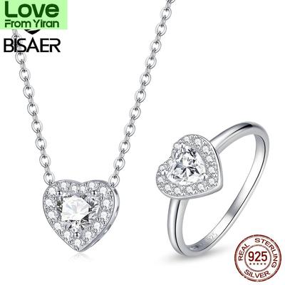 925 Sterling Silver Jewelry Sets Clear Cubic Zircon Shining Heart Necklace Women Wedding Jewelry Set Luxury Jewelry