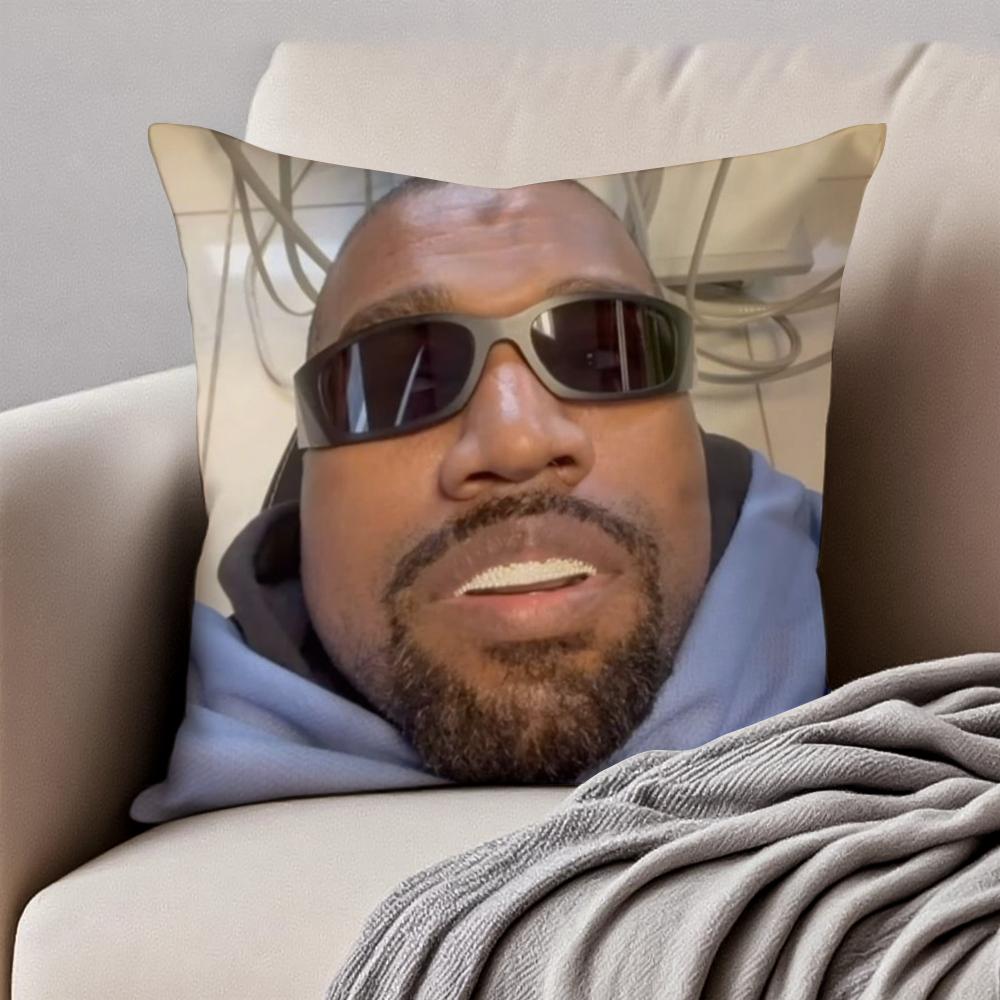 Funny Humorous Internet Meme K-Kanye West Cushion Cover Pillowcase Anti-Dustmite Invisible Zipper Short Plush Sofa Cushion