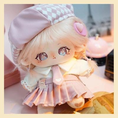 Kawaii Plush Cotton Doll 20cm Idol Stuffed Super Star Figure Dolls Pink Bunny Cute Fat Body Girl Doll Can Change Clothes Gift