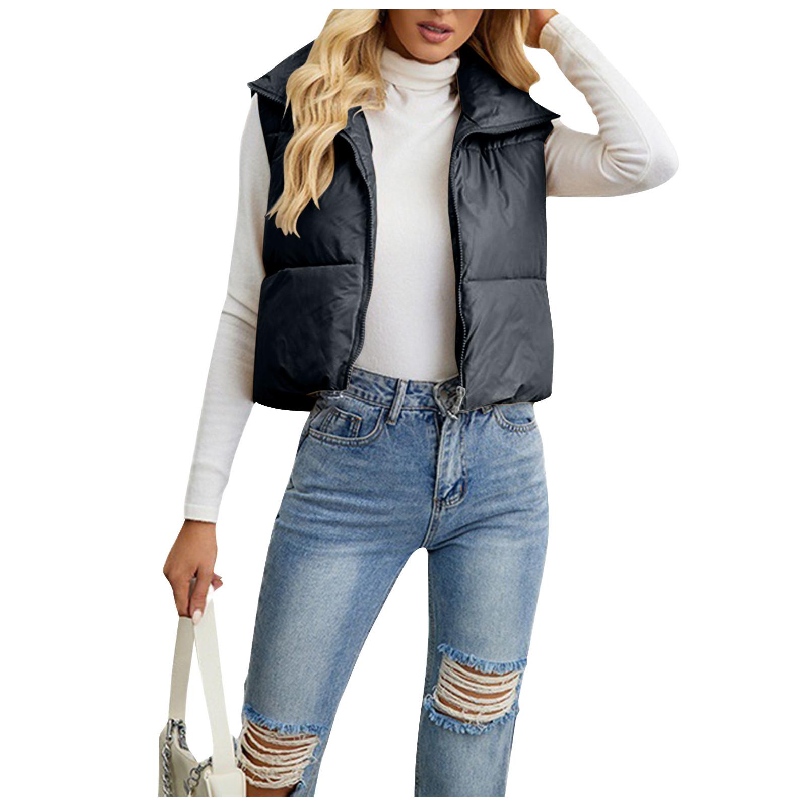 Fashion Short Color Down Cotton Vest Slim Turtleneck Loose Cotton Clothing Vest XL