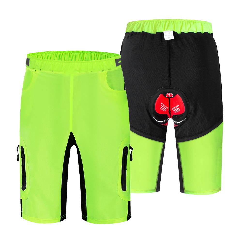 WOSAWE Men's Cycling Shorts Built-in 3D Cushion Padding Loose Fit Shockproof MTB Bike Trousers Breathable with Multi Pockets