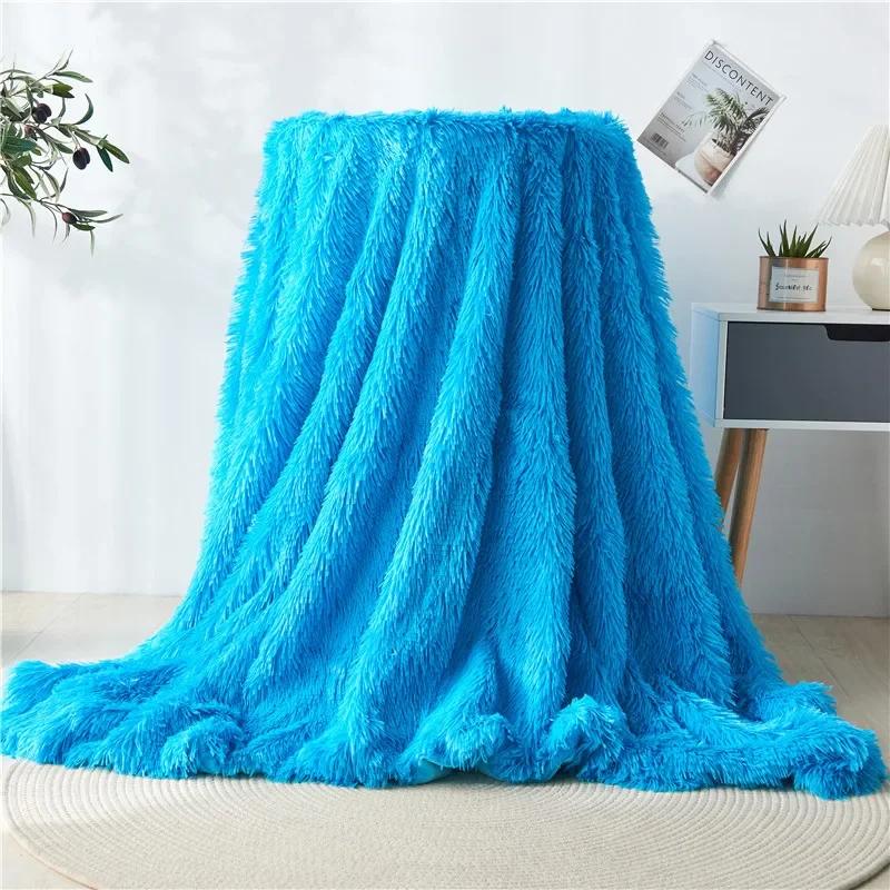 Modern And Simple Mink Fur Long Hair Blanket Four All Season Universal Multifunctional Solid Color Thick Blanket For Bed Couch
