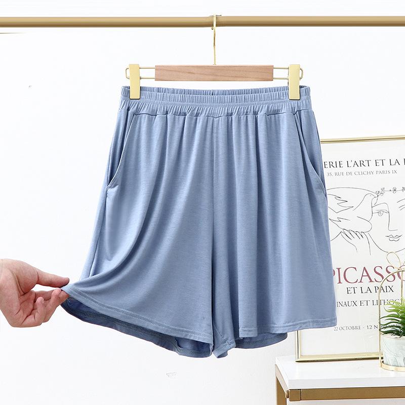 

Жіночі короткі штани з високою еластичною талією Однотонні базові прості вільні штани Повсякденні зручні шорти з пакетами Дихаючі легкі плюсові короткі штани XL синій