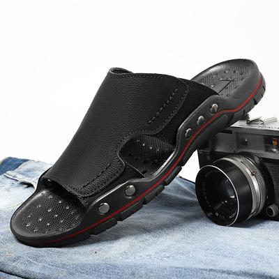 Yazlık Erkek Deri Sandalet Terlik Büyük Beden Terlik